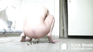 Blonde pooping on floor and cum