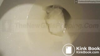 a skinny girl read a magazine and pooped on it