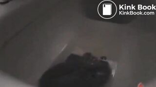 Girl shitting in squat public toilet - video 2