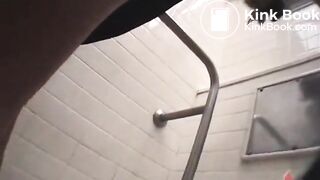 Girl shitting in squat public toilet - video 2