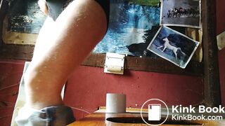 Girl uses the outhouse 2