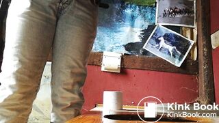 Girl uses the outhouse 2