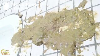 Girl has a diarrhea accident in a squat public toilet - video 2