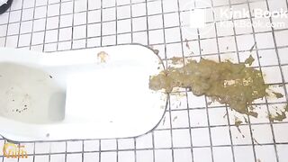 Girl has a diarrhea accident in a squat public toilet - video 2