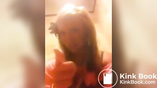 Annoying chick films herself pooping in public bathroom