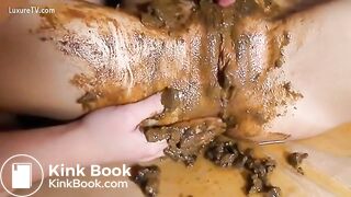 Messy lesbian scat action