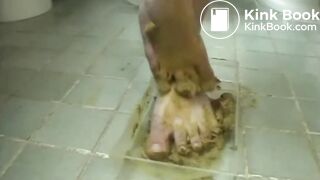 the blonde smeared her shit all over the toilet and got an orgasm