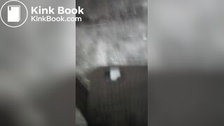 woman with a gorgeous ass shitting in a toilet built on the street