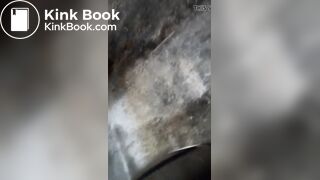 woman with a gorgeous ass shitting in a toilet built on the street