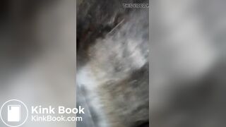 woman with a gorgeous ass shitting in a toilet built on the street