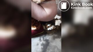 woman with a gorgeous ass shitting in a toilet built on the street