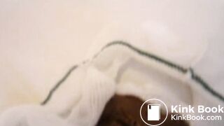 Fishnet panty poop in bath