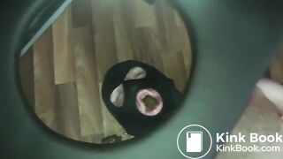 domme in leather scat in slaves mouth