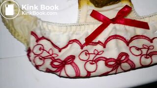 Look at this huge shit in that lovely cherries pattern panty!!