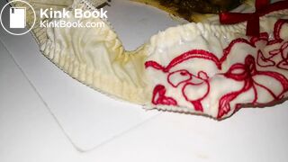 Look at this huge shit in that lovely cherries pattern panty!!