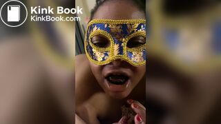 Eating tons of shit while sucking her master's asshole