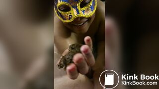 Eating tons of shit while sucking her master's asshole