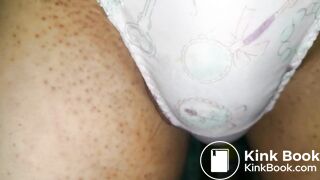 Put on this lovely purple ... style panty with a shit inside to play again