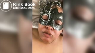 Fresh turds from my ass, washed down with spit and cum.