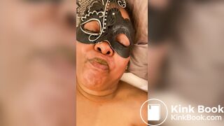 Fresh turds from my ass, washed down with spit and cum.