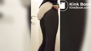 she went to demonstrate and poop in a public toilet