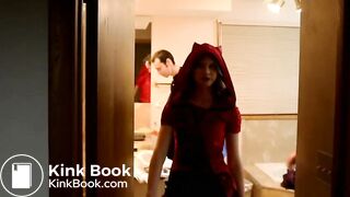 beautiful girl with two guys went into the house and went to take a shit in