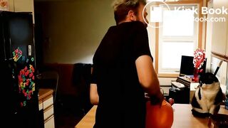 beautiful girl with two guys went into the house and went to take a shit in