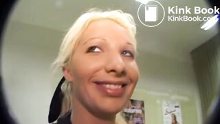 sexy blonde gets shit on her face and enjoys it
