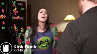 beautiful girl wants to poop but the guy prevents her from doing it