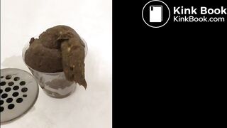 Hot girl pooping into a cup