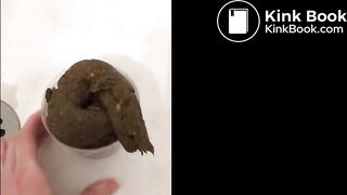 Hot girl pooping into a cup