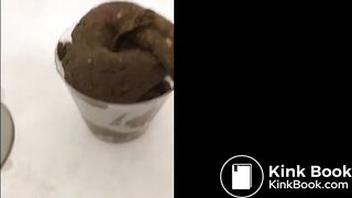 Hot girl pooping into a cup