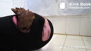 Sexy Girl shitting in man's mouth