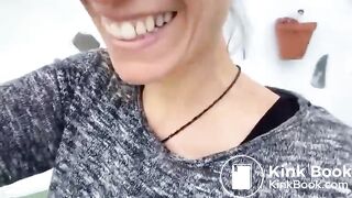 Amateur lady pooping on a car windshield