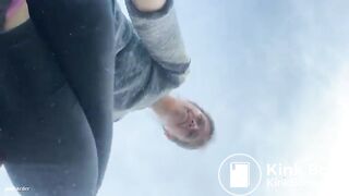 Amateur lady pooping on a car windshield