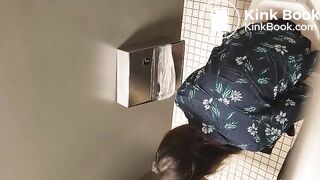 Spying girl at toilet