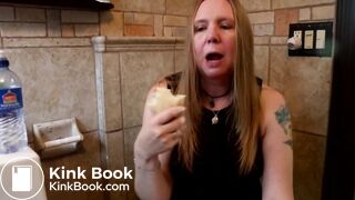 Woman toilet eat and shit