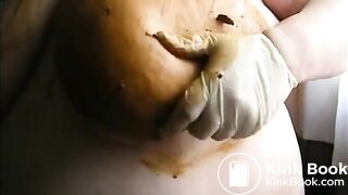 Mature bbw smearing shit on her huge tits