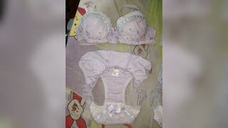 A lovely purple ... style pattern panty before playing.