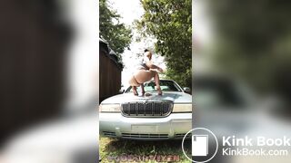 Shitting on Mercury car hood