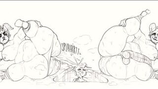 2 bbw fart and shit on man animation