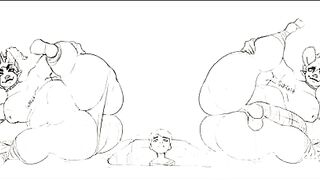 2 bbw fart and shit on man animation