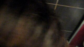 Shit covered amateur gagging while sucking cock