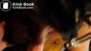 Shit covered amateur gagging while sucking cock