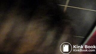 Shit covered amateur gagging while sucking cock