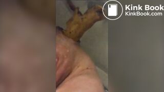 Girl pooping on public toilet