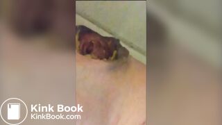 Girl pooping on public toilet