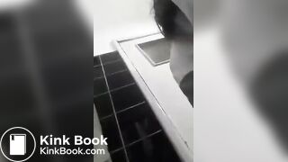 Young girl taking a shit and showing her holes