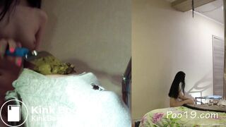 Consuming Christina's hard long turd.