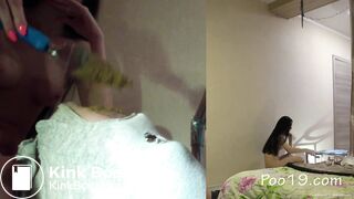 Consuming Christina's hard long turd.